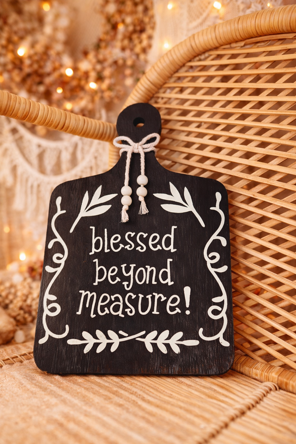 Blessed Beyond Measure – Handmade Boho Wood Sign | Faith Home Decor