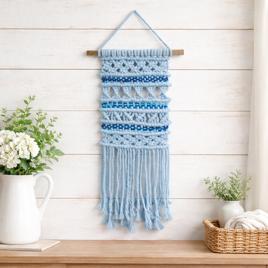 Boho Macrame Wall Hanging – Handmade Cotton Fiber Wall Art
