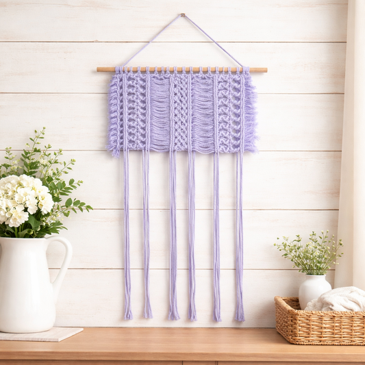 Boho Macrame Wall Hanging – Handmade Cotton Fiber Wall Art